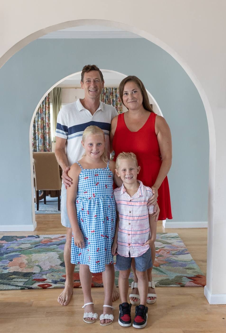 Clare and her family at home